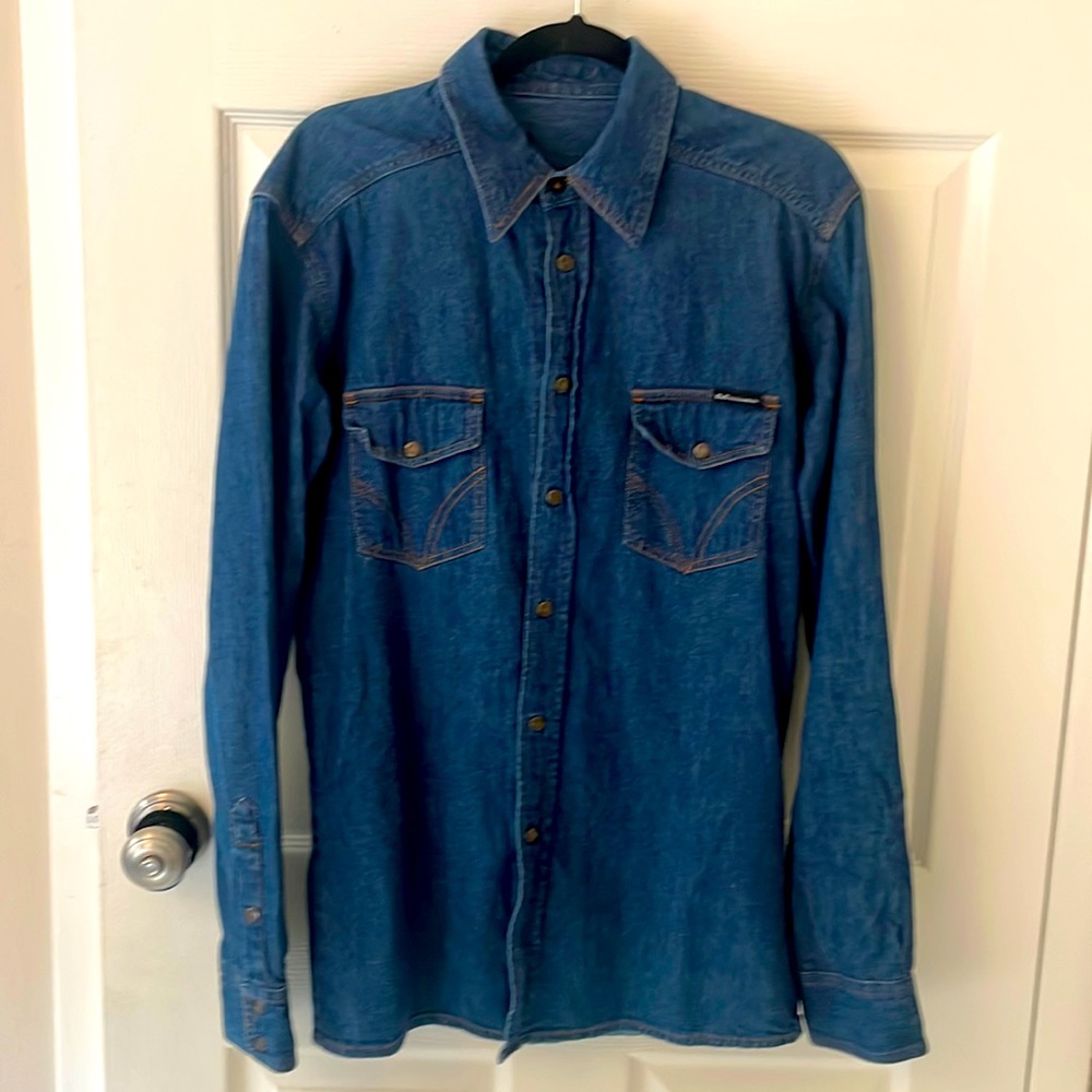 D&G dolce, and Gabbana button up blue denim shirt, size XL